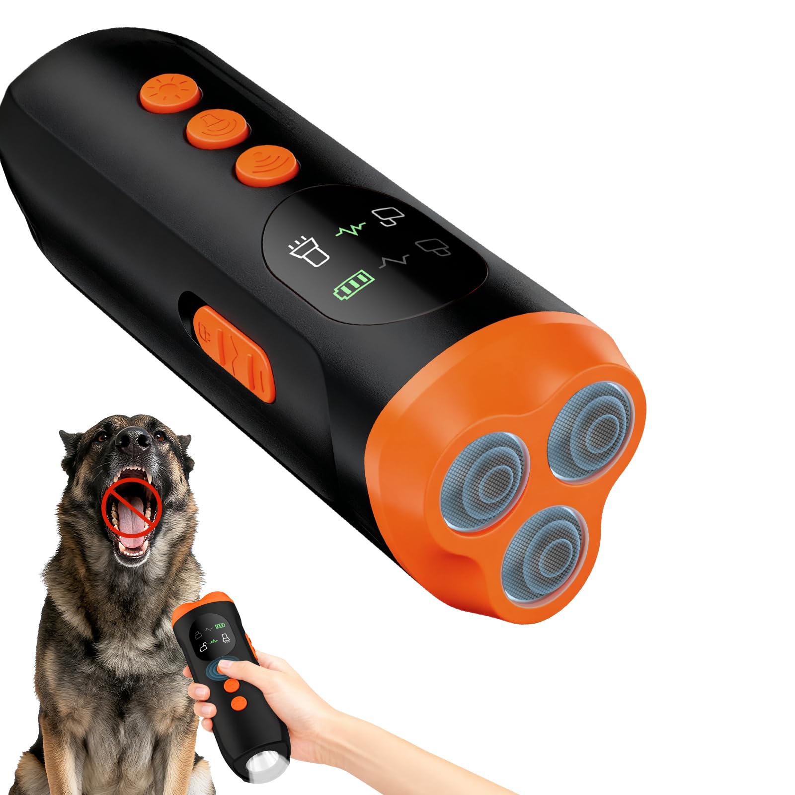 Anti Bell Gerät Hunde, Hundeabwehr Ultraschall, Ultrasonic Dog Trainer, Wiederaufladbar Hundebellen Abschreckungsgerät mit 5 m Reichweite, Bellstopper für Innen und Außen, Taschenlampenfunktion