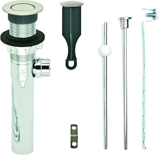 PF WaterWorks PF0730-BN-CH-NO, Chrome Plated ABS Body Bathroom Sink/Lavatory Pop-Up Drain with Ball Lift Rod | Without Overflow | CUPC Listed, Brushed Nickel