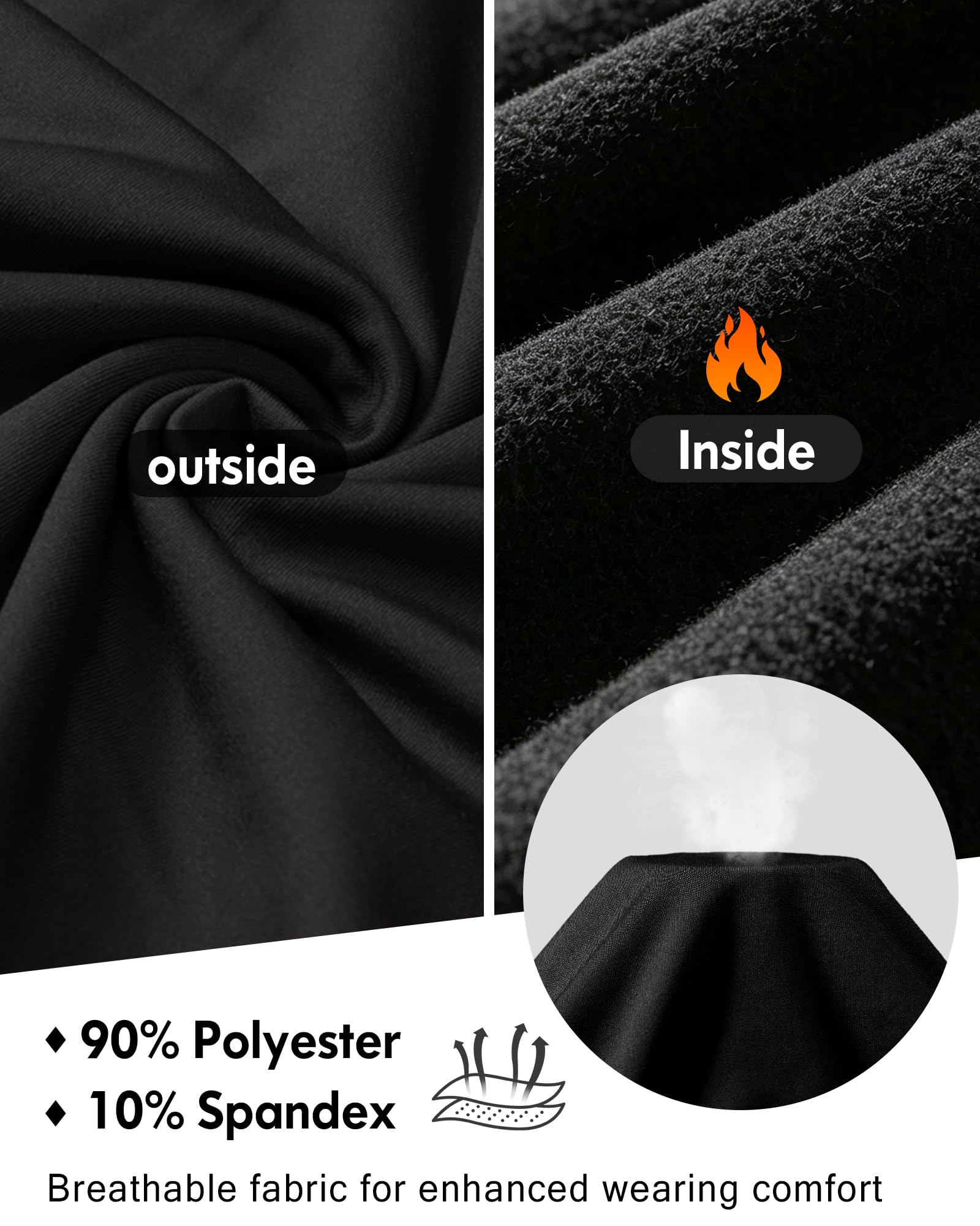 CL convallaria 1 2 4 piezas de ropa interior térmica para mujer, con forro polar, camiseta de manga larga, negro, blanco, azul, gris claro jaspeado, XXL