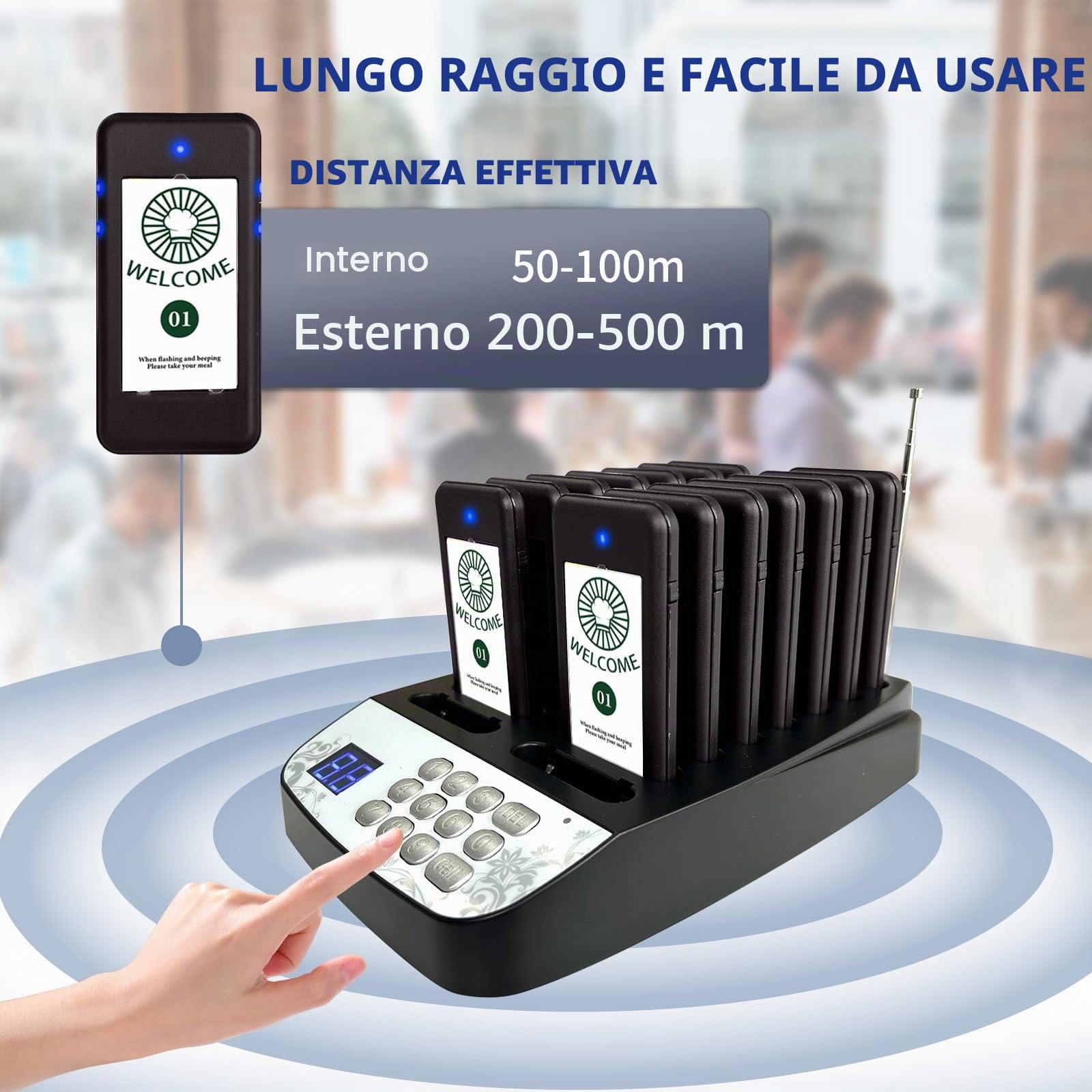 Cercapersone Ristorante, 500M Pager Ristorante, 16 Cercapersone | 5 Modalità di Chiamata, Facile da Configurare, Cercapersone Wireless per ristoranti, Food Truck, Pasticceria, Hotel
