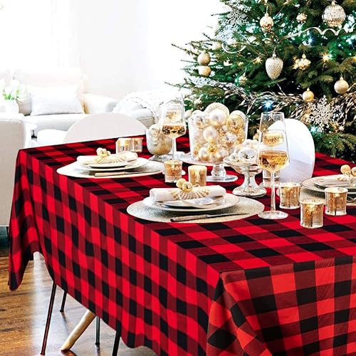 Miniatura 76 de Camino de mesa a cuadros de búfalo de 13 x 72 pulgadas, camino de mesa de Navidad a cuadros rojos y negros, camino de mesa a cuadros para cenas