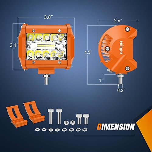 Miniatura 19 de Nilight - 2 luces LED de triple fila de 4 pulgadas, 60W y 6000LM, barra de luz para barcos y vehículos todoterreno con soporte de montaje en capó