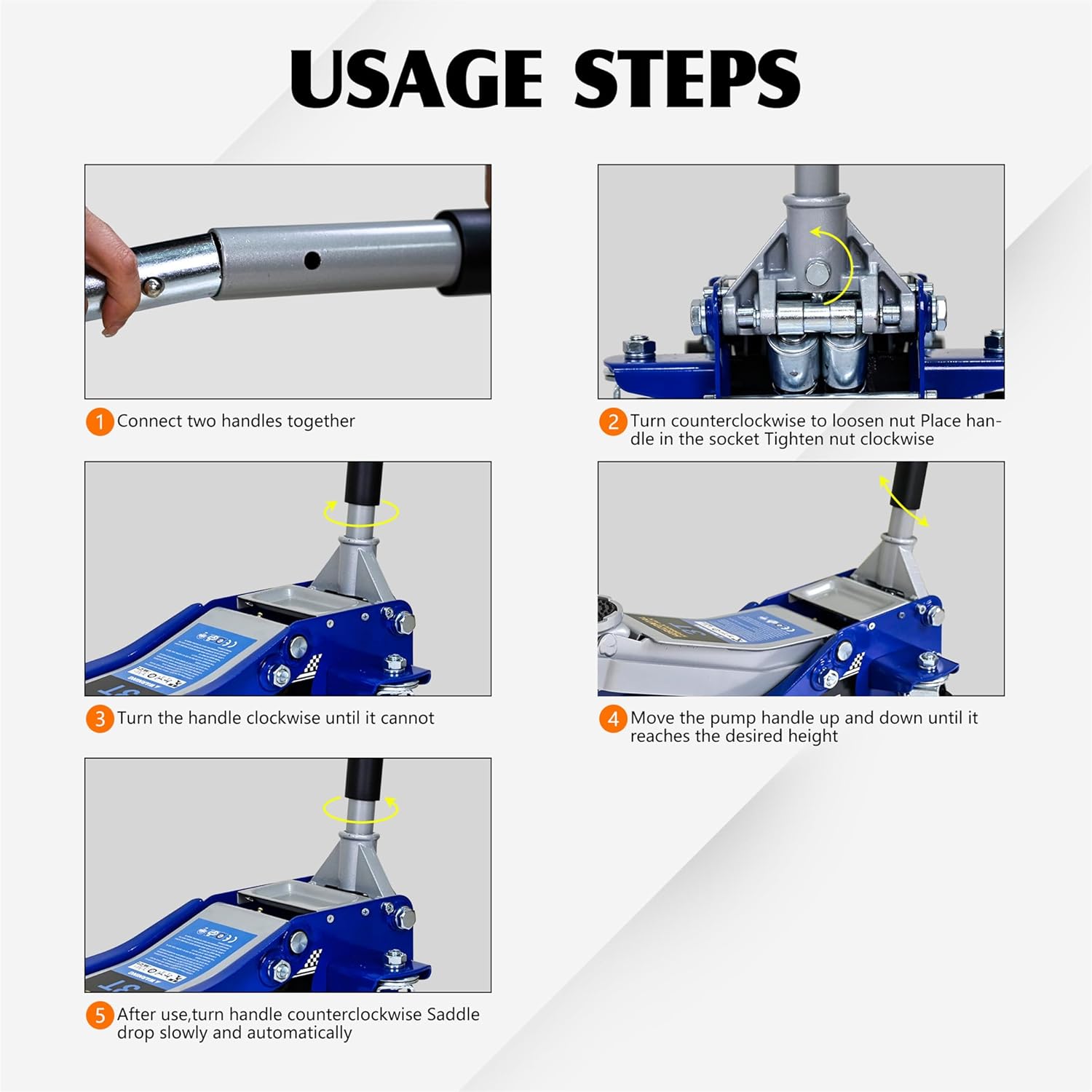 3 Ton Professional Floor Jack Hydraulic Low-Position Steel Vehicle Floor-Mounted Floor Jack with Dual Piston Quick Lift Pump 3Ton (6600 lb) Capacity for Home Shop Garage Lifting Range 3.1"-18.7" Blue