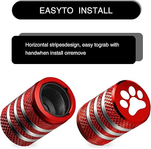 Miniatura 4 de Ajxn 5 tapas de válvula sin cámara estilo pata de perro, tapa de válvula de aleación atornillada de 0.62 x 0.43 pulgadas, adecuada para la mayoría