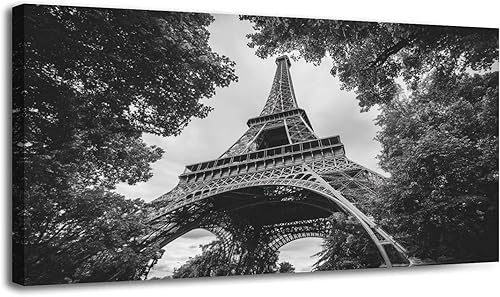 Miniatura 6 de 24"x 48" Canvas Wall Art Fake Window Vintage Travel Eiffel Tower Architecture Paris France Framed Pictures Painting Prints Large Wall Art for Living