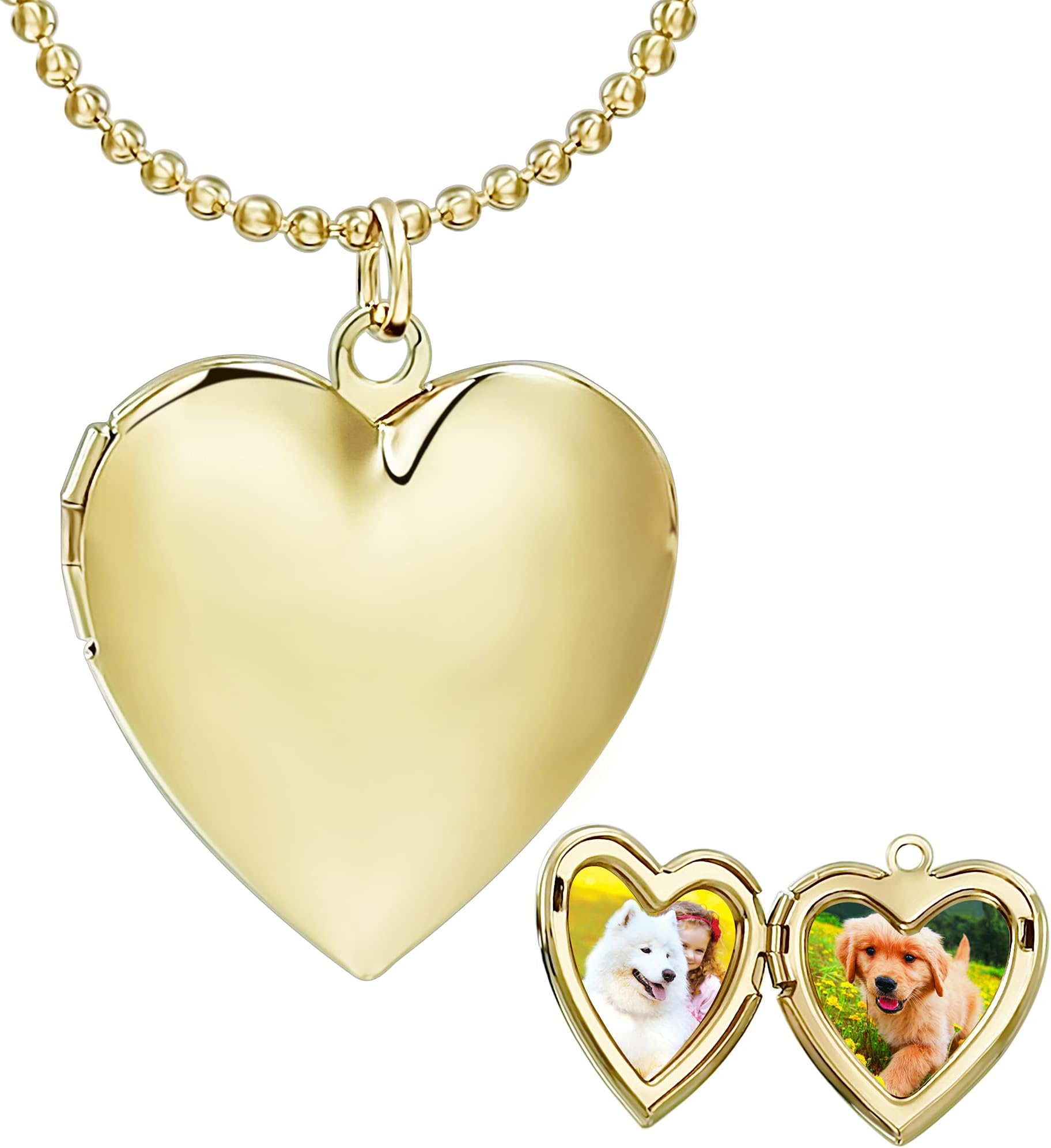 POWER WINGHeart Locket Necklace for Women Girls That Holds Pictures Memorial Photo Lockets Cute Funny Birthday Gifts Silver Gold Rose Gold Tone