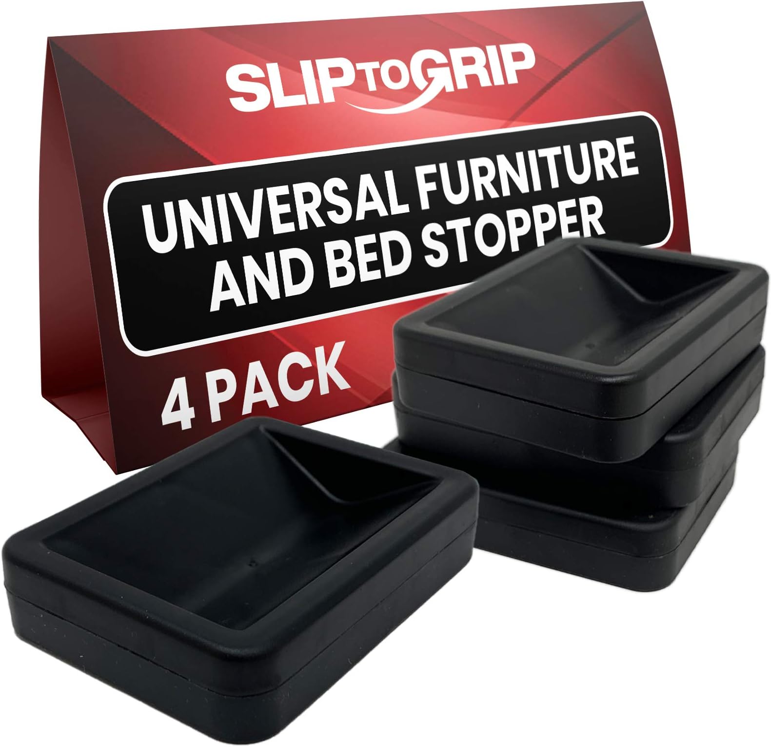 SlipToGrip Bed and Furniture Stopper - No Slip Grip ABS Wheel Stoppers for Bed Frames - 4 Pack