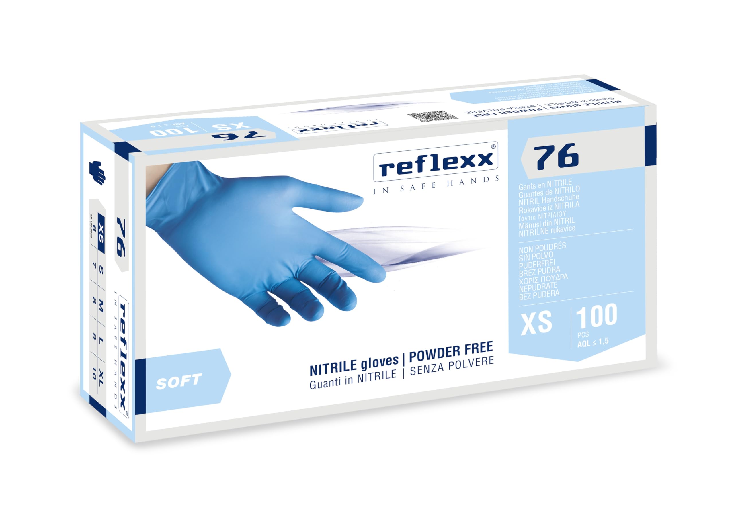 Guanti Monouso Per Pulizie Senza Lattice REFLEXX 70 In Nitrile Senza Polvere Conf 100pz