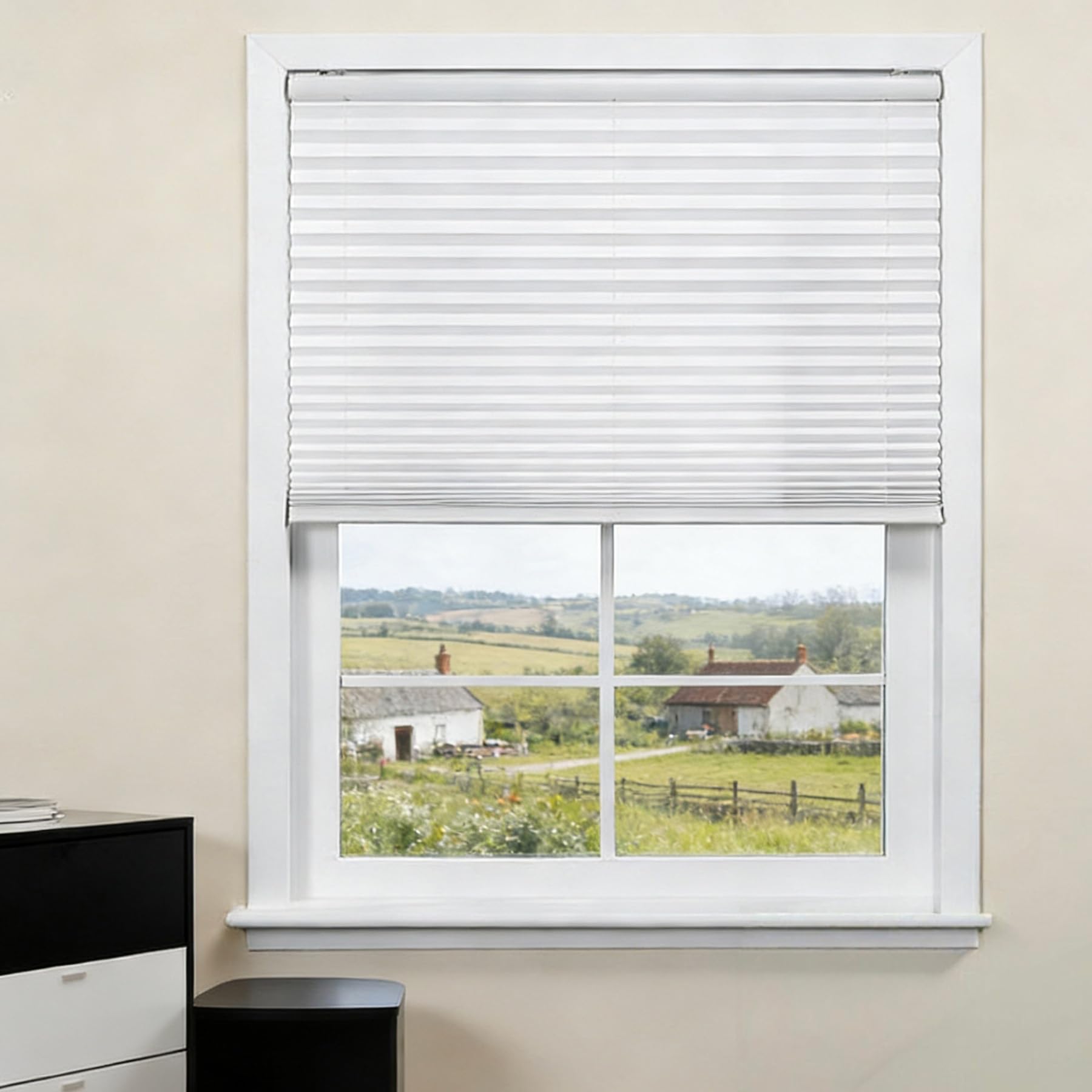 Store plissé contre le vis-à-vis et la chaleur store blanc 104 x 220 cm