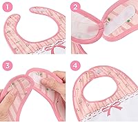 Vista 2 de Littleforbig Babero de algodón impermeable con estampado floral rosa para adultos con cierre de velcro ajustable