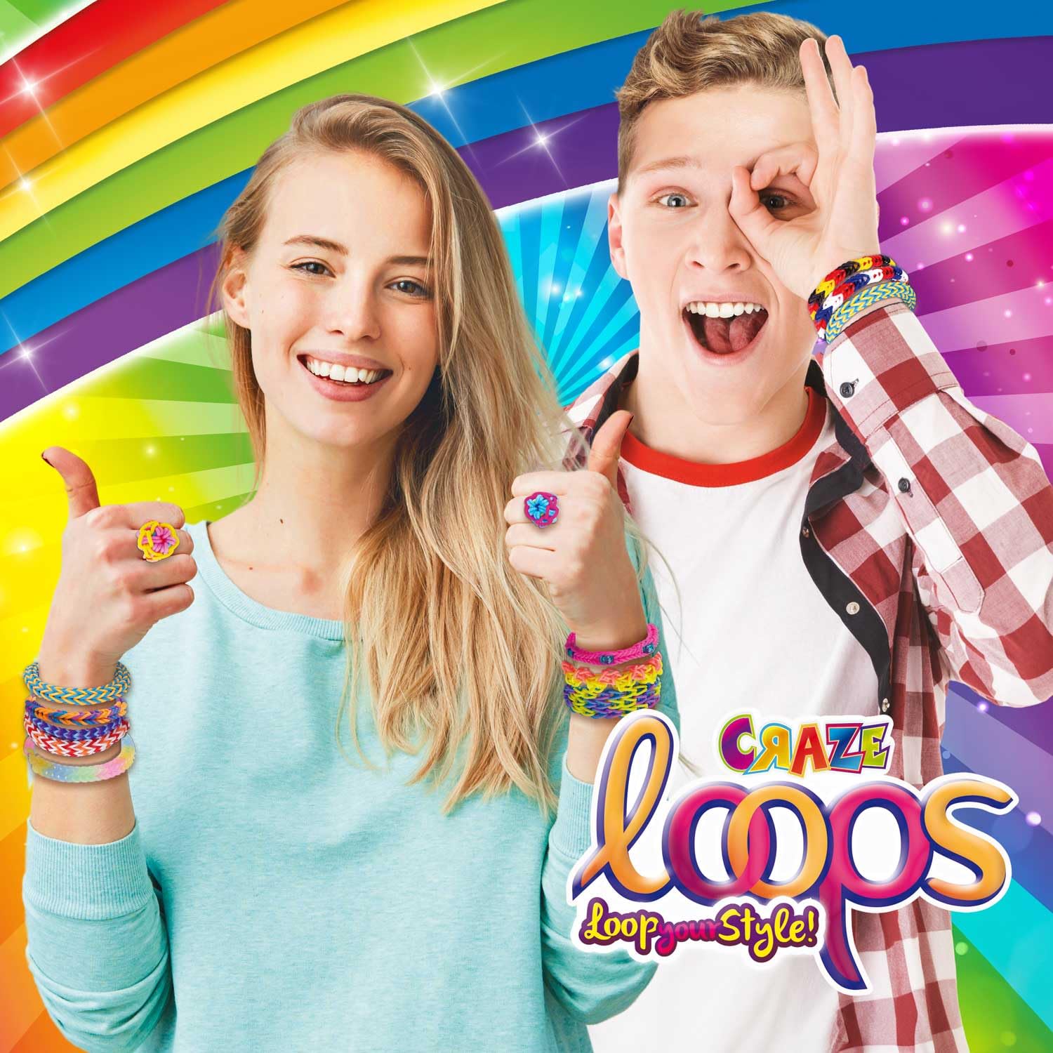 CRAZE Loops Krośno do Wiązania Kolorowych Gumek, Zestaw do Robienia Bransoletek i Prac Manualnych, Tablica do Loom Bands