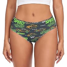 Mnsruu Women's Underwear, Green Race Car Mid Waist Stretch Briefs
