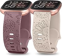 Vista 9 de Minyee Paquete de 2 correas con grabado floral compatibles con Fitbit Versa 2/Fitbit Versa/Versa Lite para mujeres, linda correa deportiva