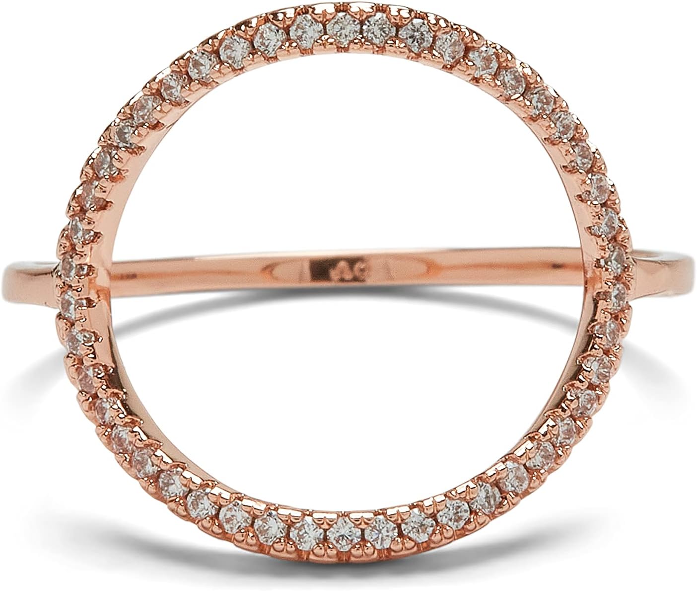 Pura Vida Rose Gold-Plated Pave Open Circle Ring - Cubic Zirconia Stones, Brass Base - Size 5-9