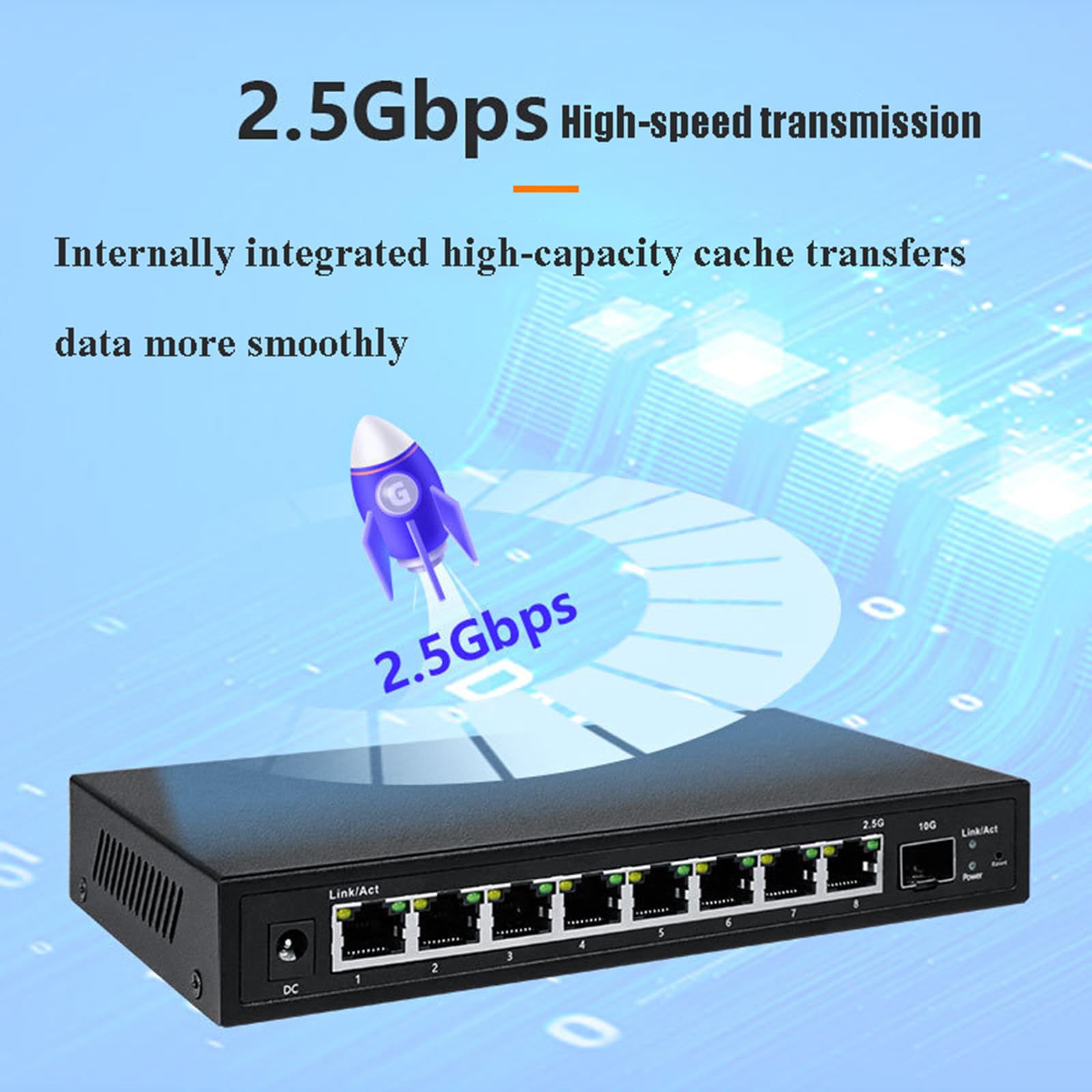 Switch gestito in rete a 8 porte 2.5G Switch Ethernet con porta Poe Splitter Internet hub ottico plug-and-play 10G,B
