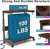 Vista 6 de Soporte de torre de computadora de altura ajustable con estación de carga y puerto de carga USB, carrito de caja ATX de 2 niveles, soporte de PC