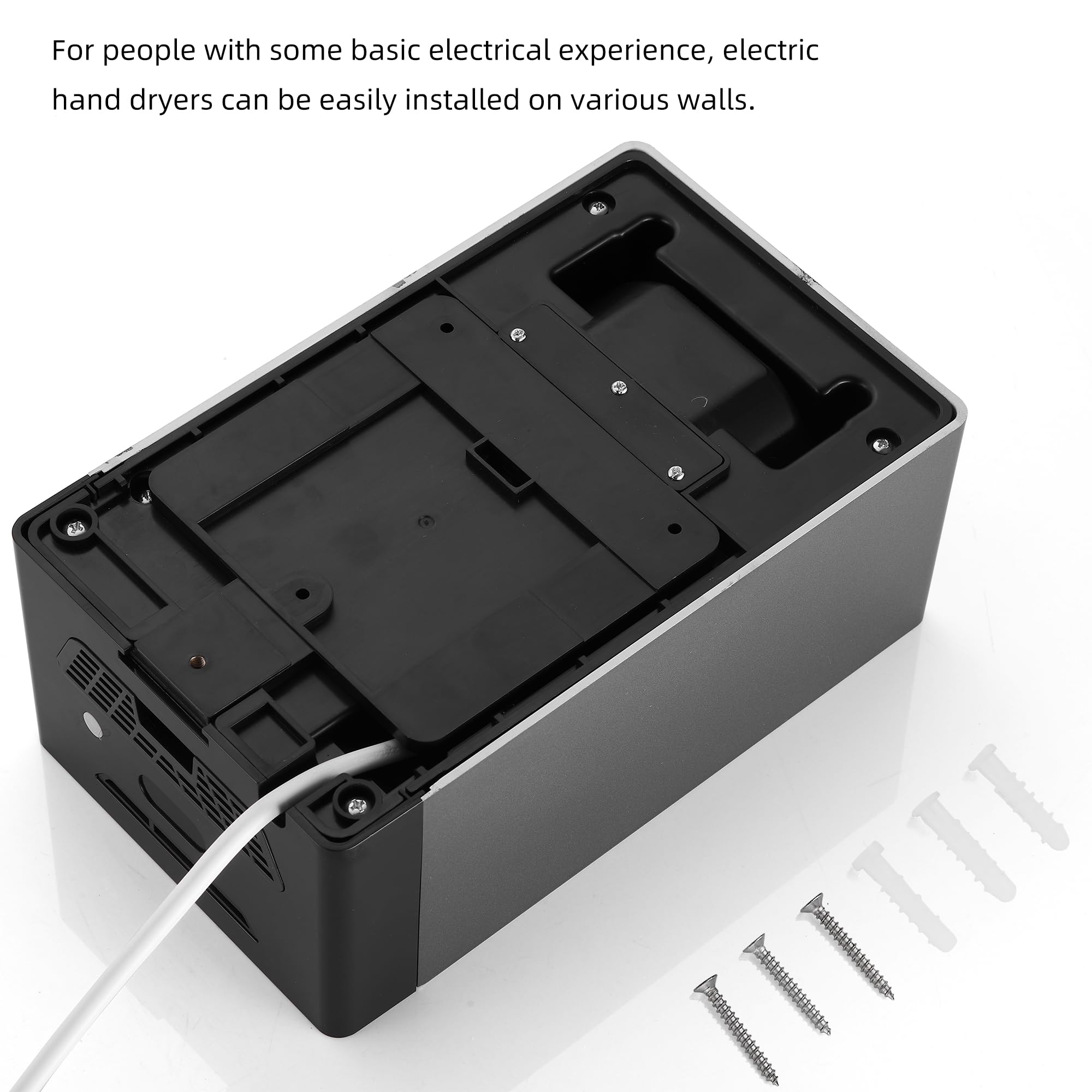 Secador de Manos Electrónico 7 Segundos para secar, Automático Secamanos de Alta Velocidad para Baño, Comercial y Aseo, ABS, Gris Oscuro
