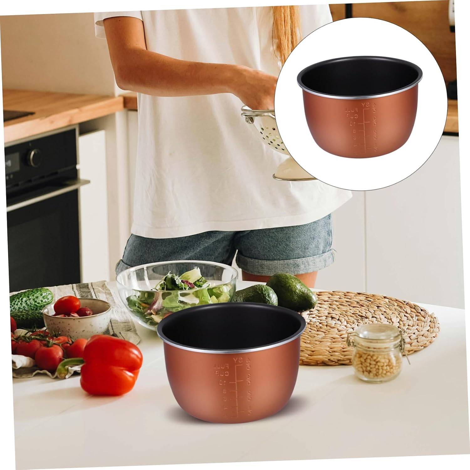 Non Stick Electric Pressure Cooker Liner High Temperature Resistant Aluminum Alloy Inner Pot Replacement for Rice Cooker Efficient Heating Easy Cleaning Cooking Pot Liner