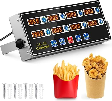 Relaxweex 1 Pack Digital Kitchen Timer, Commercial Cooking Timer with Loud Alarm, Large LCD Display, for Restaurants, Baking, Labs, Multiple Independent Countdown Timers 8 Channel