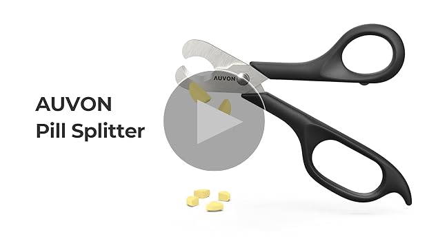 AUVON Scissors-Shaped Pill Cutter, Sharp Blade Pill Splitter for
