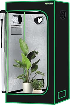Yesker 2x2 Grow Tent 24"x24"x48" High Reflective Mylar Small Indoor Growing Tents 600D Oxford Cloth with Observation Window and Removable Floor Tray for Hydroponics Indoor Plants Fruit Flower Growing