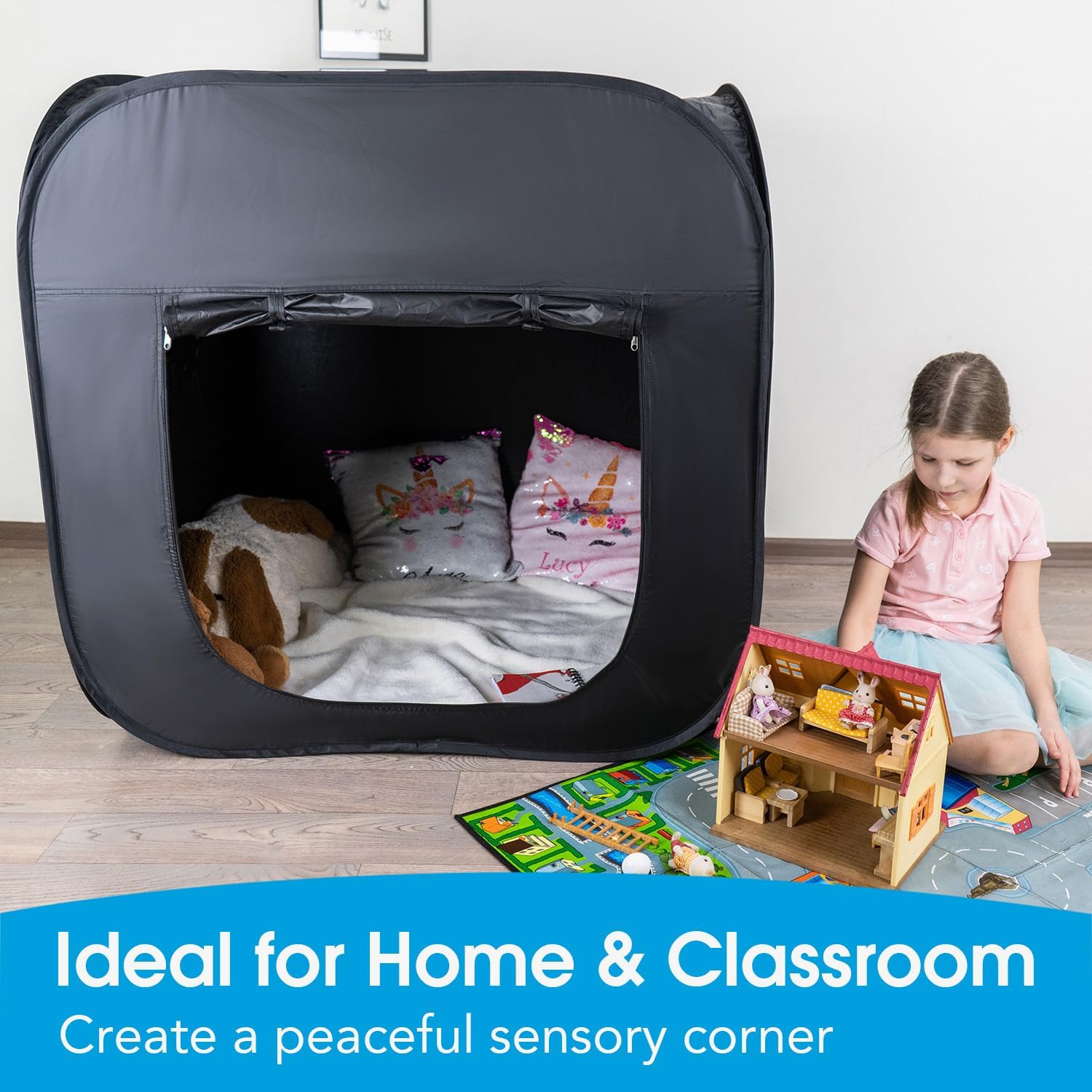 Sensory Tent for Kids(Size 40x40x40in) - Blackout Pop-up Play Tent for Children with Autism, ADHD, SPD - Calming Hideout Sensory Corner with Additional Windows