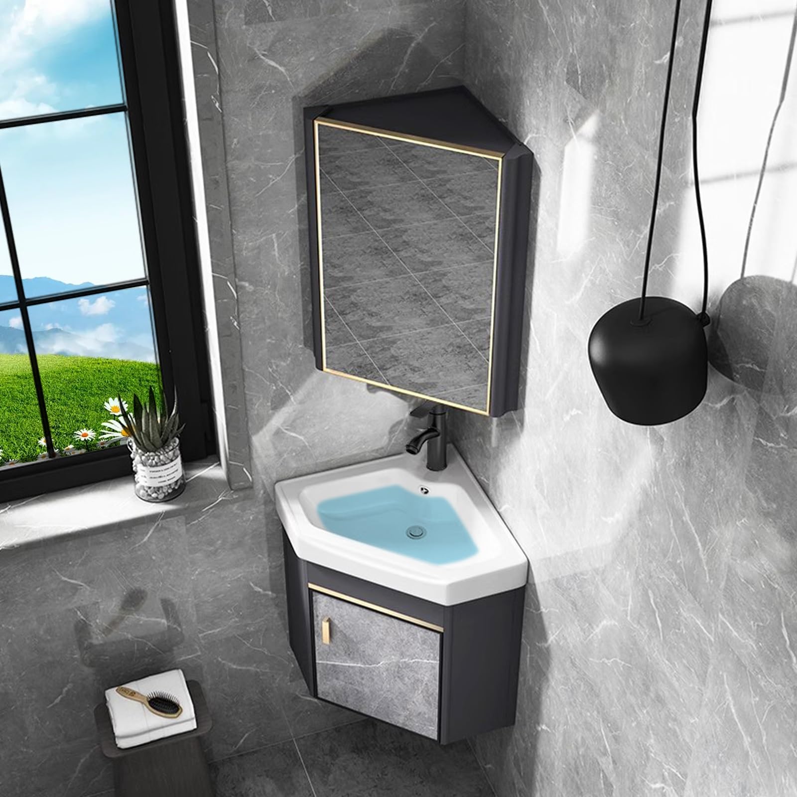 DFGHNBVC Space-Saving Wall Mounted Vanity Sink Combo With Medicine Cabinets, Ideal For Small Bathrooms And Laundry Areas,42Cm/16.5In