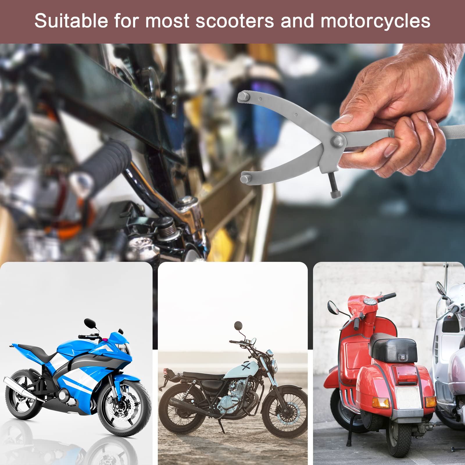 Chiave Blocca Volano,Chiave per Volano Strumento Chiave per Volano Design a Forma di Y per Lo Strumento della Staffa di Smontaggio Dellingranaggio del Volano del Scooter del Motociclo,Grigio