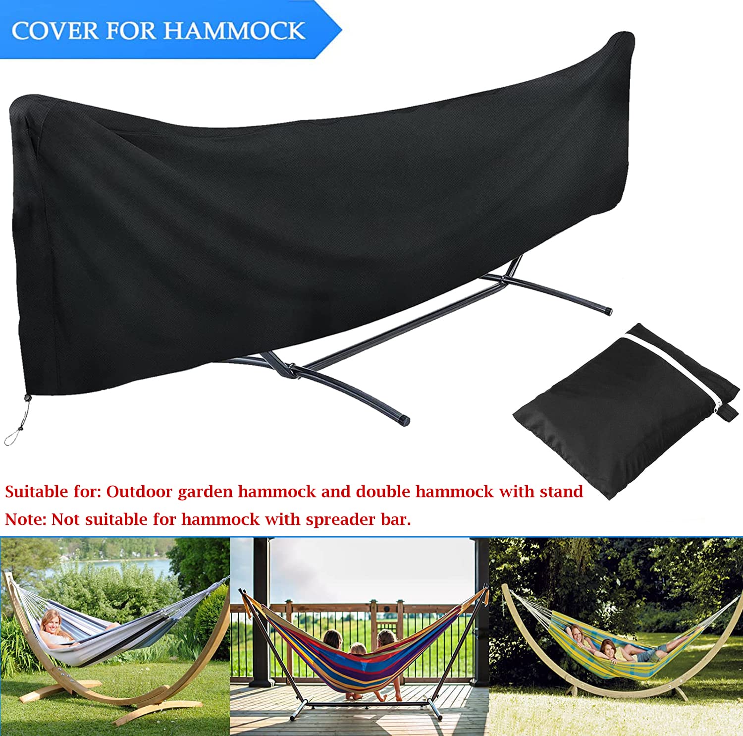 Housse de protection imperméable pour hamac de camping, housse de pluie, 420D en tissu Oxford résistant à la poussière, anti-UV, durable pour hamacs d'extérieur, hamacs doubles avec support