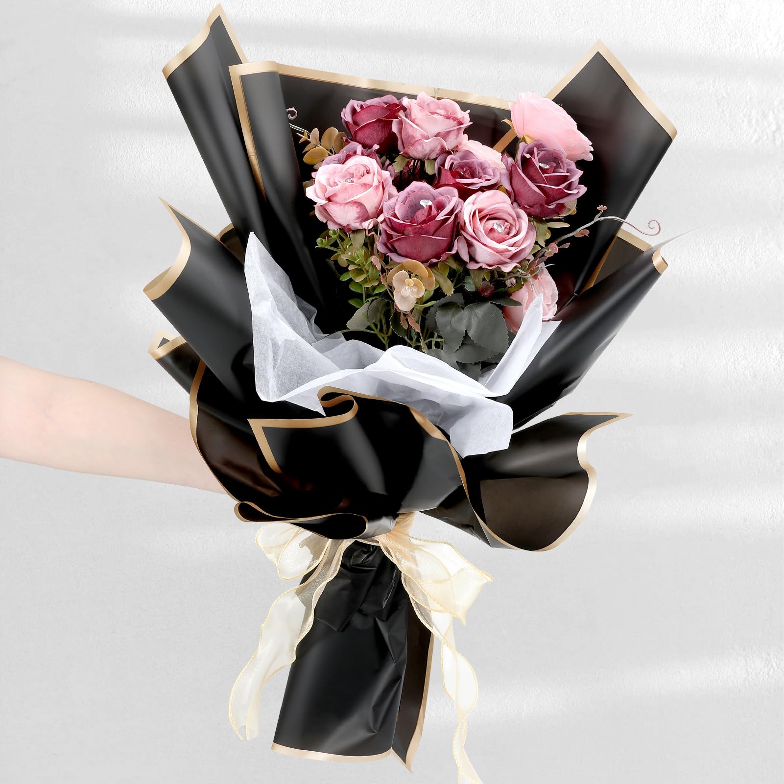 FOIMAS 18 Sheets Flower Wrapping Paper,Iridescent Waterproof Florist Bouquet