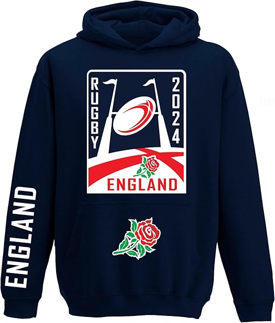 2022 Rugby Hoodie Available For Many Competing Nations 1/2yrs To Adult 5XL (XSmall 34", England Navy)