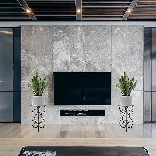 Miniatura 9 de Soporte de metal para plantas de 17 y 23 pulgadas de alto (ambos paquetes de 2) (negro y marrón)