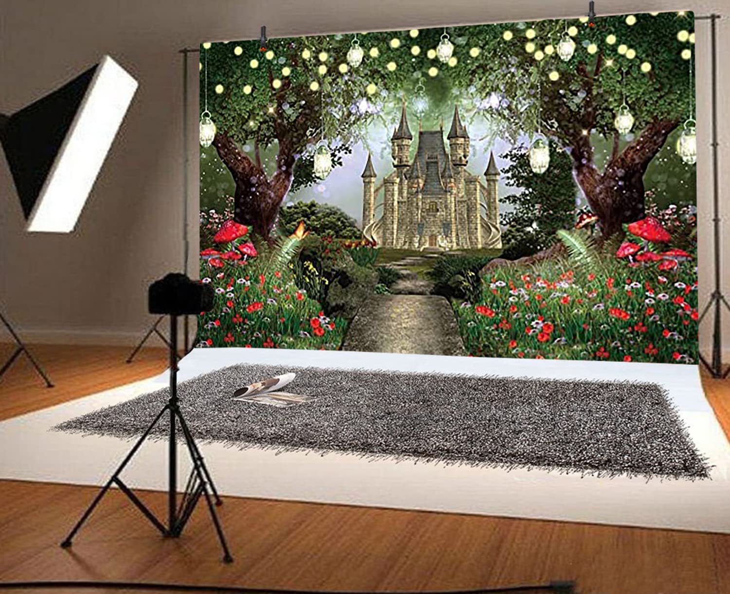 AOFOTO Fotohintergrund Traumwald – 1,8x1,8 M Vinyl, Für Baby- & Kinderfotos, Studio