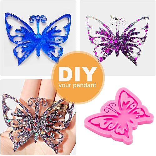 Miniatura 5 de Molde de silicona de resina con forma de mariposa súper brillante para llavero de resina epoxi, fabricación de joyas artesanales, arcilla polimérica