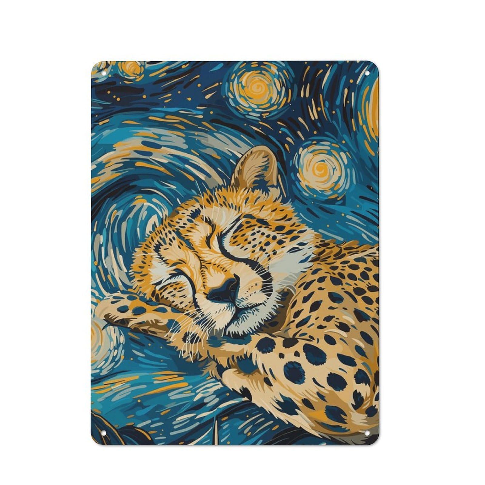 Junmoney Cheetah Dreams Rustic Tin Wall Plaque 40X30cm For Studio Or Craft Room, For Garage, Workshop And Man Cave Decoration