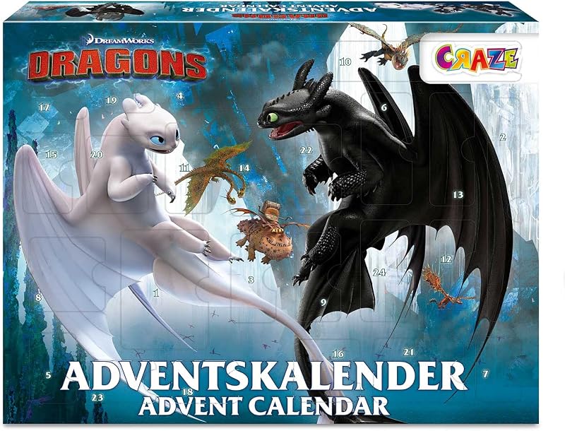 CRAZE Dragons 3 Adventi Naptár Gyerekeknek, 24 Meglepetés, Fiúknak és Lányoknak