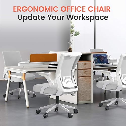 Miniatura 7 de GTRACING Silla de oficina ergonómica con reposabrazos abatibles, silla ejecutiva para computadora en casa, malla transpirable y cómodo soporte