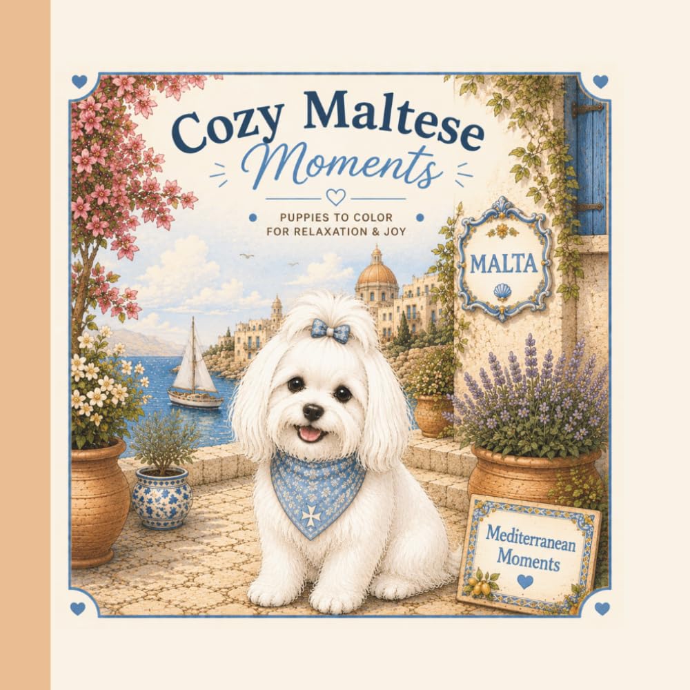 Cozy Maltese Moments: A Cute Coloring Book For Relaxation & Joy