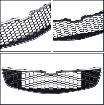 Replacement Parts Front Lower Grill Grille Assembly With Chrome Frame Shell Molding Trim With Black Insert Compatible With Chevrolet Cruze 2011-2014