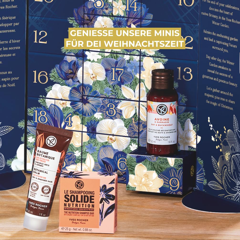 Yves Rocher - Calendario dell'Avvento con cosmetici e prodotti di bellezza, con 24 sorprese: cura del viso, trucchi, cura del corpo, cura dei capelli e profumi, da donna (Advent Winter Garden)