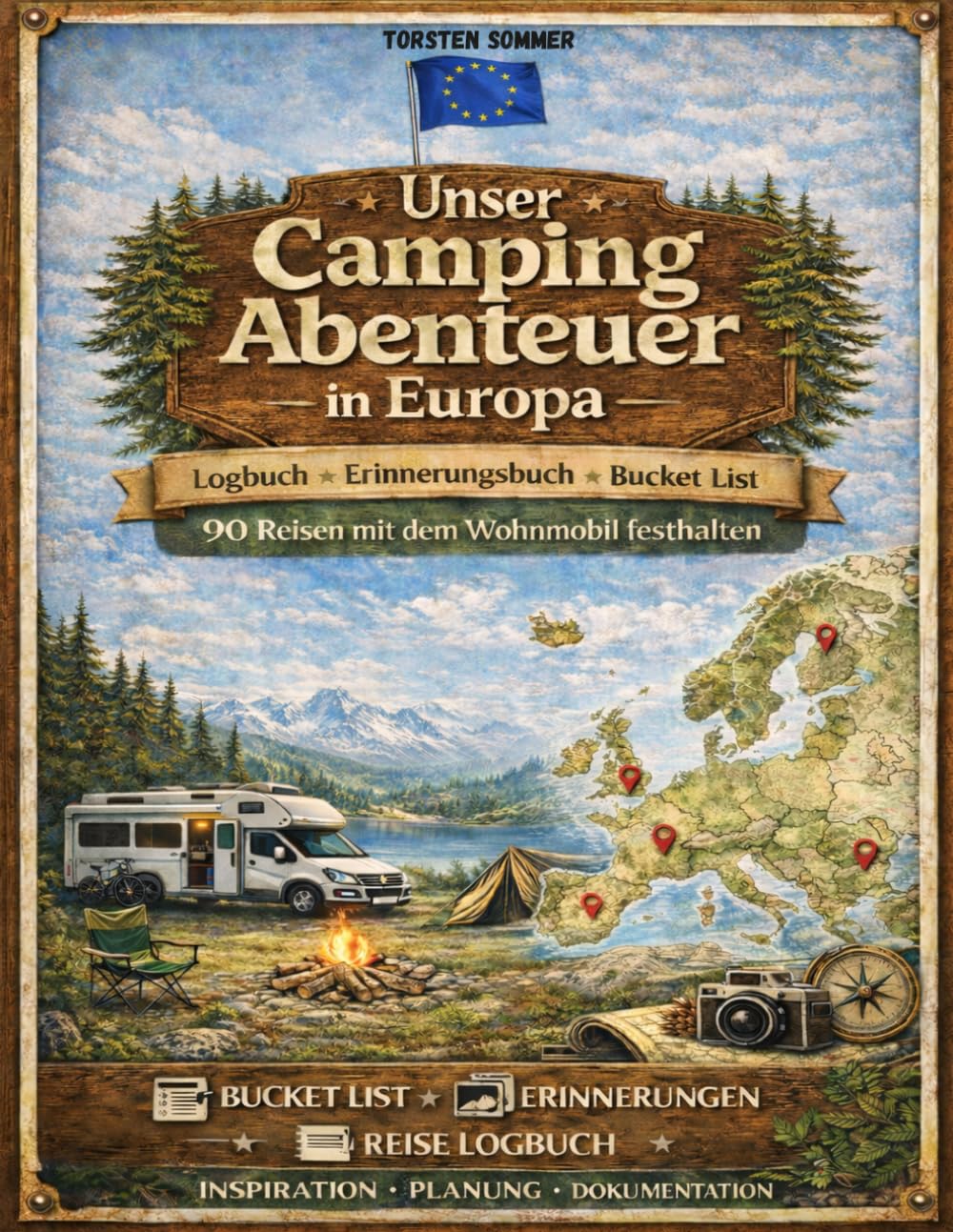 Europa Abenteuer Logbuch: Reisetagebuch & Camping Logbuch für Wohnmobil, Vanlife und Roadtrips | Europa Bucket List, Reiseziele und Erinnerungen festhalten