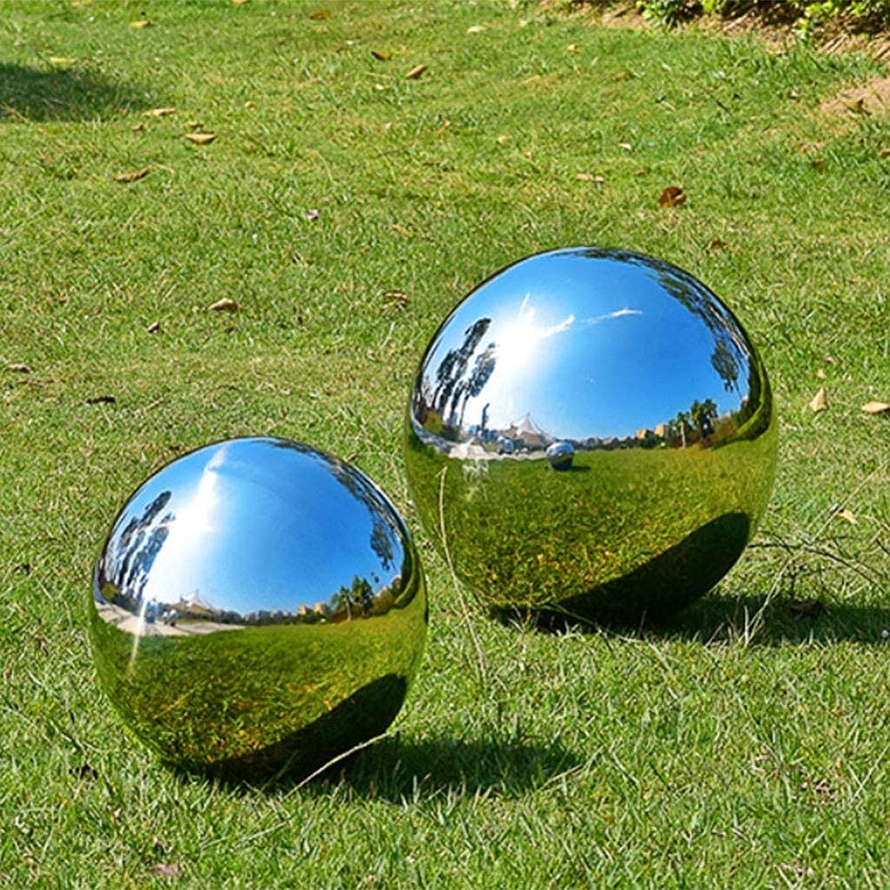 Spiegelpolierte, hohle Kugel, reflektierende Gartenkugel, Edelstahl-Kugel, Dekoration, Hohlkugel für Zuhause, Outdoor, Garten, dekoriert (Silber, 300 mm)