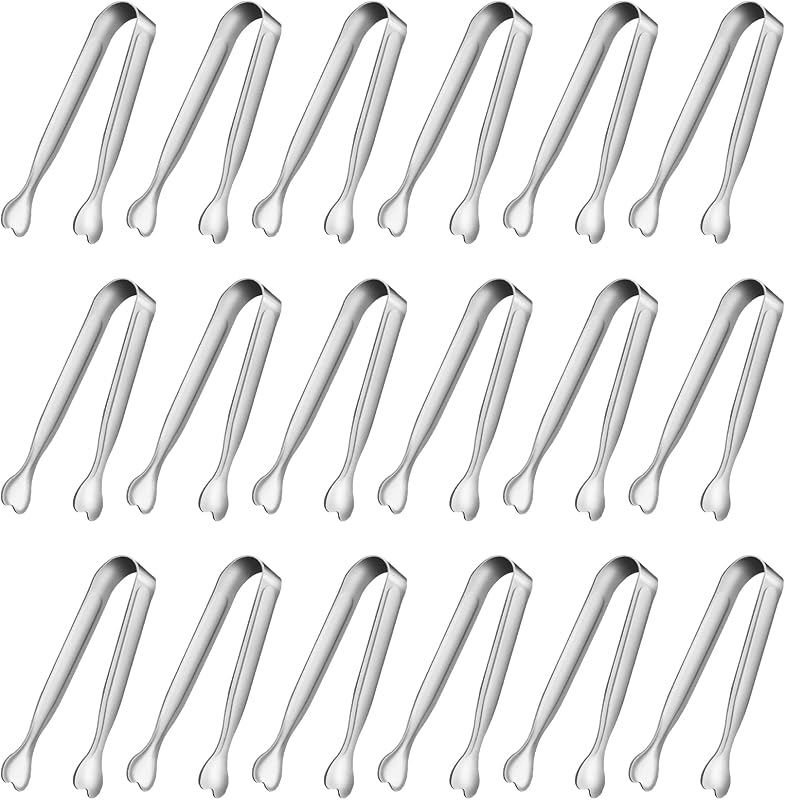 Anytrp Mini Pinzas para Servir, 18 Paquetes de Pinzas para Azúcar de Acero Inoxidable, Pinzas para Hielo de 4,3 Pulgadas, Pinzas para Aperitivos de Cocina para Barra de Café, Fiesta de Té, Fiesta de Postres, Azúcar y Cubo de Hielo