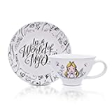 Disney Alice In Wonderland World of My Own 12-ounce Ceramic Teacup and Saucer Set | Tea Party Gift Set For Coffee, Espresso, Mocha, Latte | Cute Gifts and Collectibles