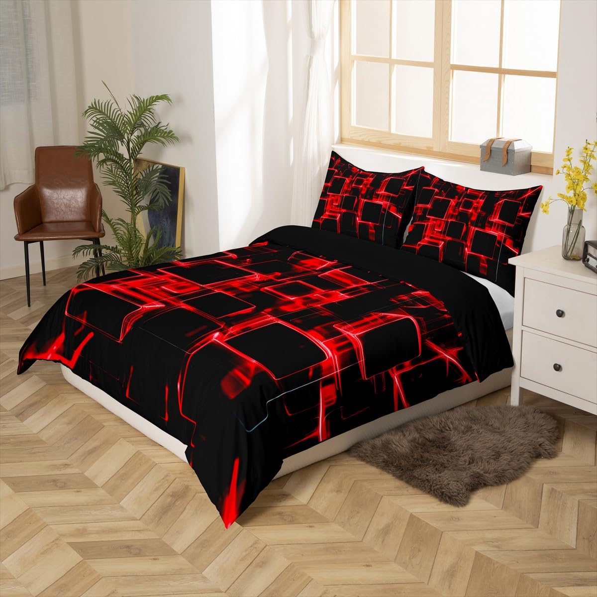 Homewish Fire Red And Black Kids Duvet Cover King - Image 3