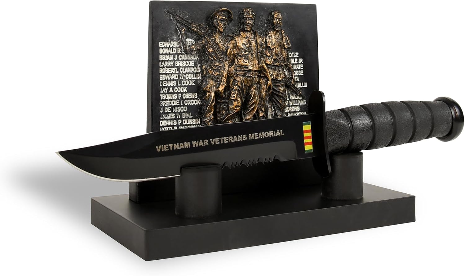 Vietnam War Memorial Gift Dagger – Commemorative Veterans Wall Plaque with Fixed Blade Knife & Engraved Name Plate and Tribute to Service - Unique Gifts for Men, Dad, Grandpa or Veterans -Black Wood