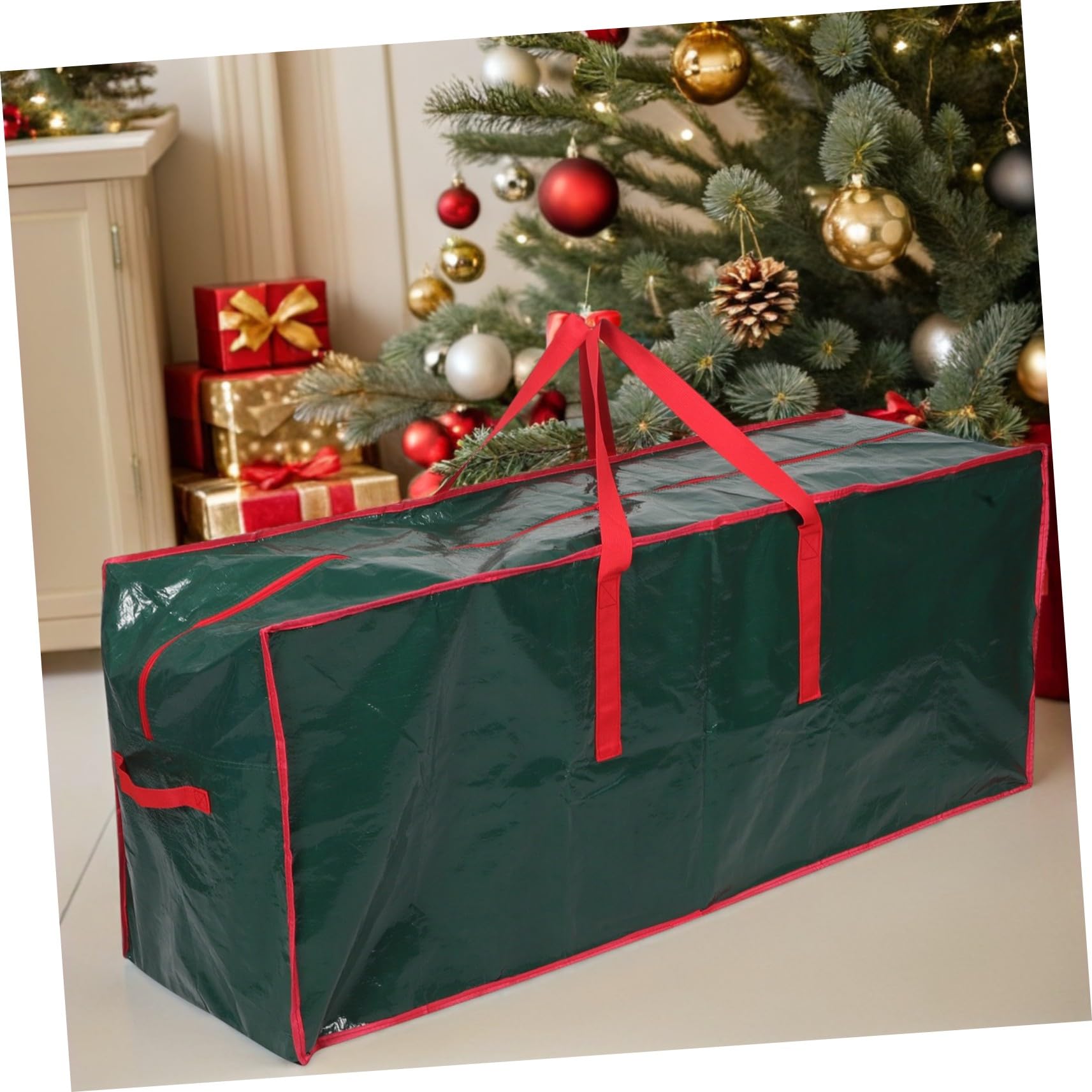 BESTYASH Borsa Portaoggetti per Albero di Natale in Grande Capacità con Cerniera e Manici Rinforzati per Decorazioni Natalizie e Alberi Finti Salvaspazio per Uso Interno ed Esterno