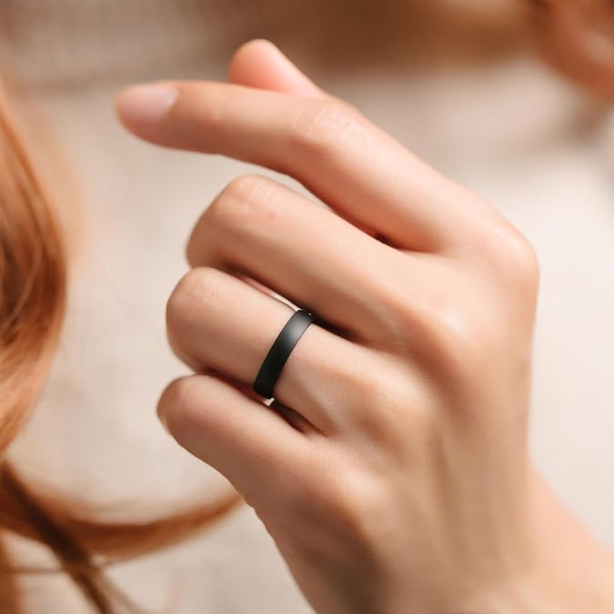 ThunderFit Silicone Rings for Him and Her, Rubber Engagement Bands Unisex, 1.7mm Thick Minimalist Rubber Engagement Rings