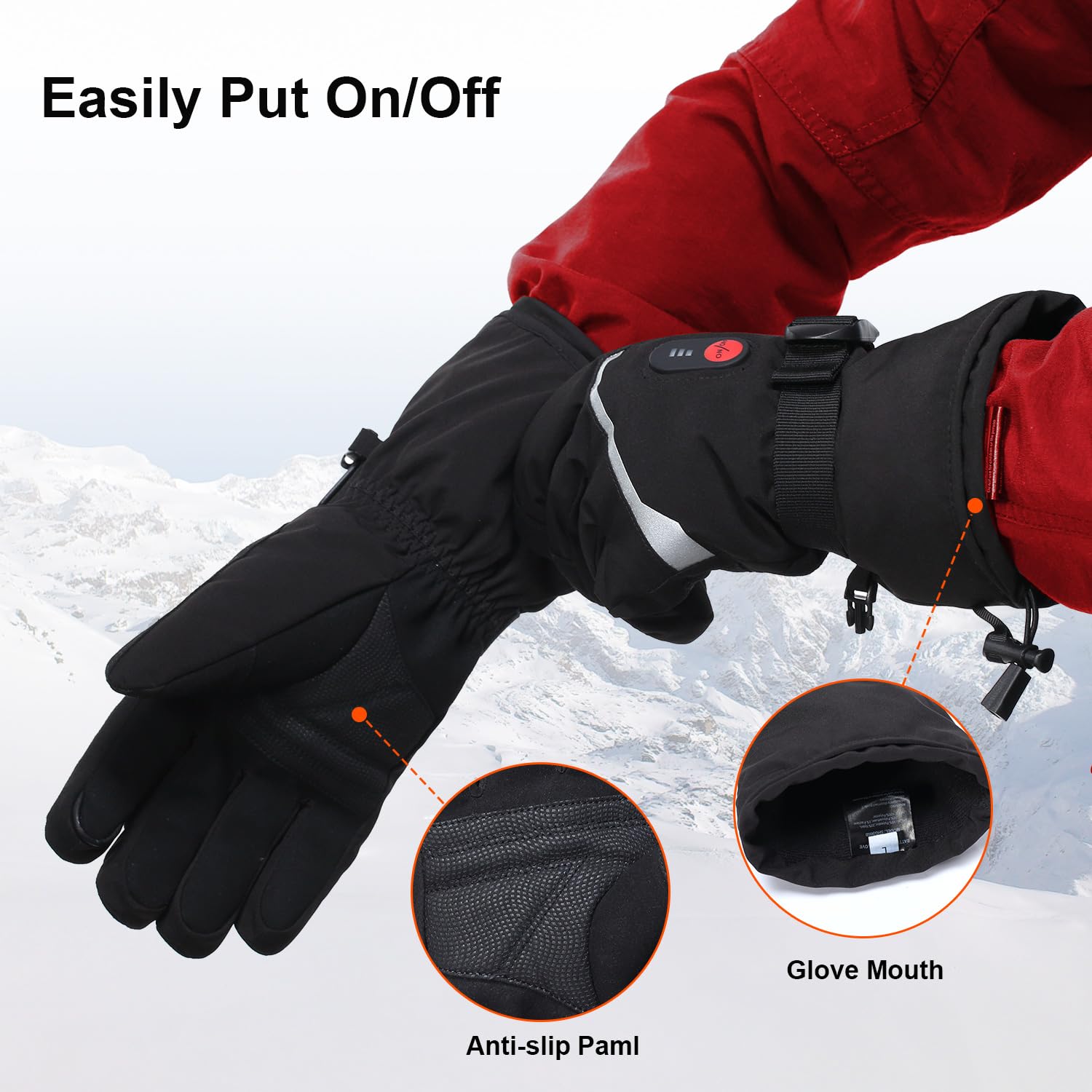 Guantes Calefactables Moto, Guantes Tactiles con Batería 7.4v 2200mah para Hombres y Mujeres Guantes Termicos al Aire Libre Esquí Motociclismo Pesca Senderismo Prevenir Artritis Enfermedad de Raynaud