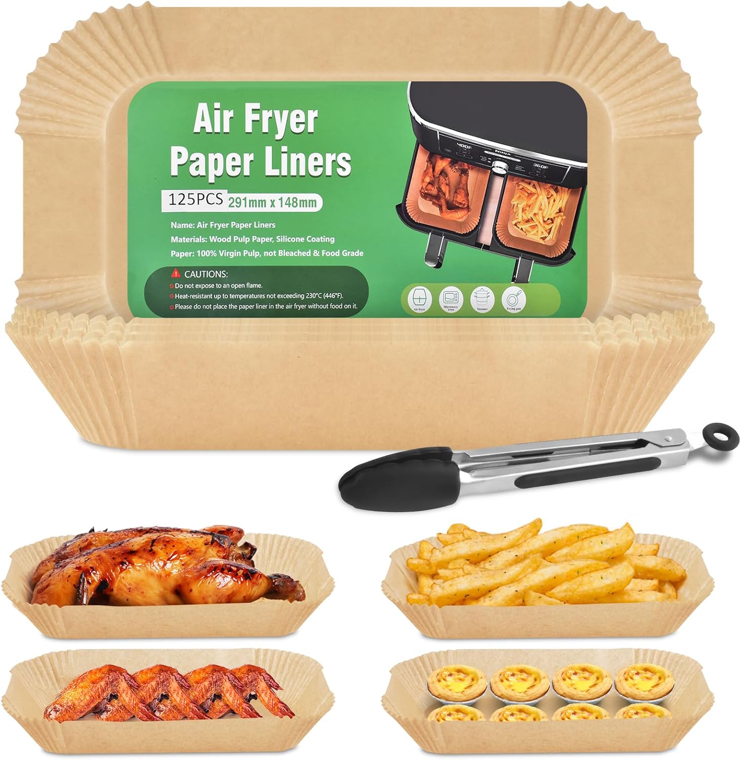 BROTOU 125 Pcs Disposable Air Fryer Paper Liners for Ninja Foodi MAX